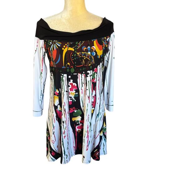 Eva Varro Scoop Neck Off Shoulder Artsy Tunic Top Blouse Size XL - Picture 1 of 10